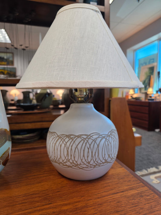 White Table Lamp with Abstract Design by Martz for Marshall Studios Inc.