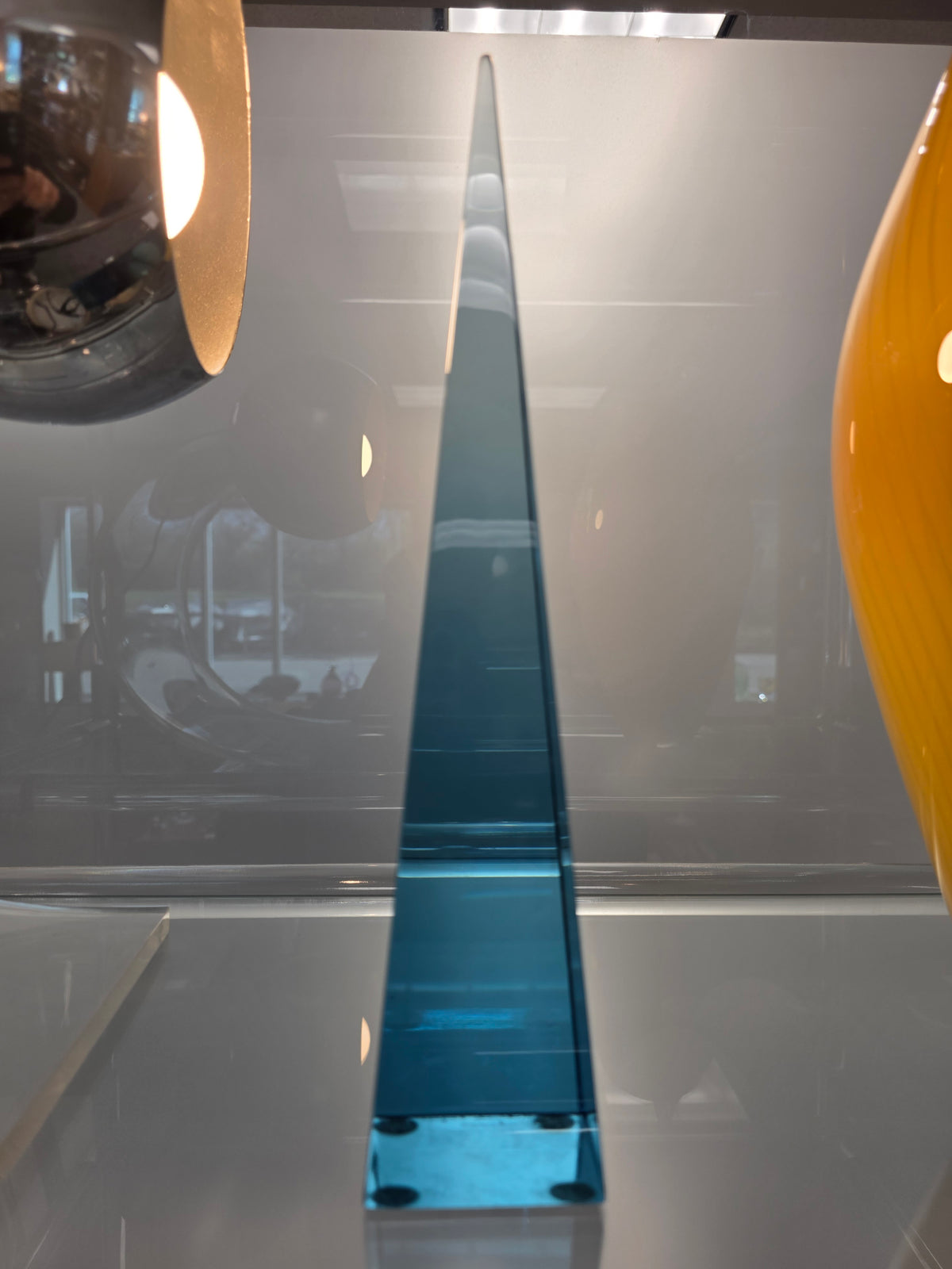Seguso Murano Glass Blue Obelisk